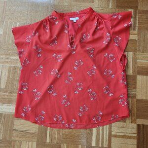 Joie orange/red short sleeve flutter sleeve top